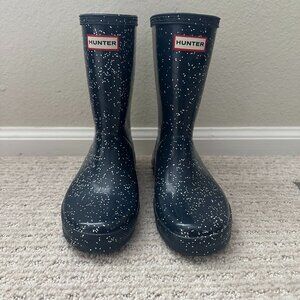 Kids Hunter Navy Blue Glitter Rainboots - Size 13